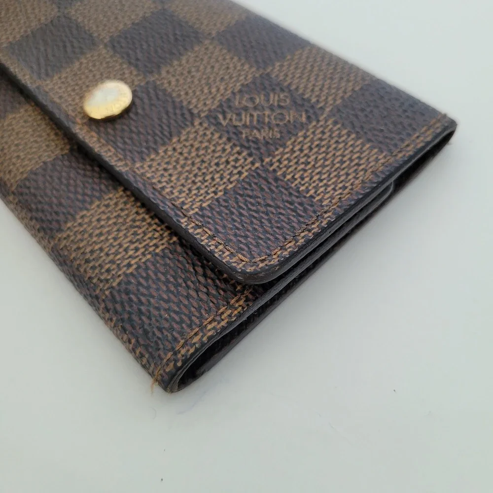 Louis Vuitton Damier Ebene 6 Key Holder Wallet Brown Canvas Made in France